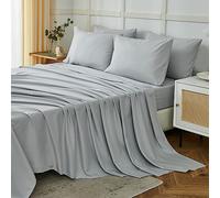 ILAVANDE Juego de sábanas Queen de 6 piezas, de microfibra súper suave, serie 1800, sin arrugas y transpirable, 14 sábanas de bolsillo profundo para cama tamaño Queen (Queen, gris claro)