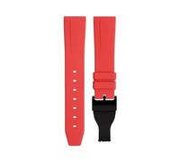 ILAZI 20mm 22mm Soft Fluororubber Watchband Wristband For TUDOR Strap 39mm Black Bay Heritage Fold Buckle Universal Accessories FKM Rubber Watchbands(Red Black Buckle,20mm)