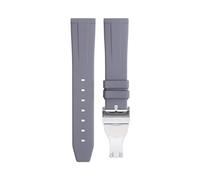 ILAZI 20mm 22mm Soft Fluororubber Watchband Wristband For TUDOR Strap 39mm Black Bay Heritage Fold Buckle Universal Accessories FKM Rubber Watchbands(Gray Silver Buckle,20mm)