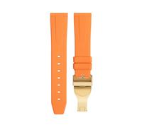 ILAZI 20mm 22mm Soft Fluororubber Watchband Wristband For TUDOR Strap 39mm Black Bay Heritage Fold Buckle Universal Accessories FKM Rubber Watchbands(Orange Gold Buckle,20mm)