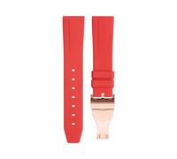 ILAZI 20mm 22mm Soft Fluororubber Watchband Wristband For TUDOR Strap 39mm Black Bay Heritage Fold Buckle Universal Accessories FKM Rubber Watchbands(Red RoseBuckle,20mm)