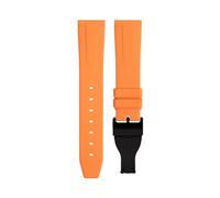 ILAZI 20mm 22mm Soft Fluororubber Watchband Wristband For TUDOR Strap 39mm Black Bay Heritage Fold Buckle Universal Accessories FKM Rubber Watchbands(Orange Black Buckle,22mm)