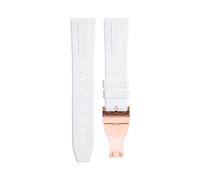 ILAZI 20mm 22mm Soft Fluororubber Watchband Wristband For TUDOR Strap 39mm Black Bay Heritage Fold Buckle Universal Accessories FKM Rubber Watchbands(White RoseBuckle,22mm)