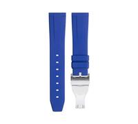ILAZI 20mm 22mm Soft Fluororubber Watchband Wristband For TUDOR Strap 39mm Black Bay Heritage Fold Buckle Universal Accessories FKM Rubber Watchbands(Blue Silver Buckle,20mm)
