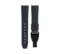 ILAZI 20mm 22mm Soft Fluororubber Watchband Wristband For TUDOR Strap 39mm Black Bay Heritage Fold Buckle Universal Accessories FKM Rubber Watchbands(Black Black Buckle,22mm)