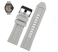 ILAZI Adecuado para un reloj de silicona diesel con DZ4496/4535/4283/4476/7416/7396 Smoke Gray Soft Waterproof Accesorios de relojes 26 mm(Gray black clasp)