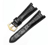 ILAZI Banda de reloj de cuero genuino para Patek Philippe 5711 5712g Nautilus Watchs Men y mujeres Notch especial de 25 mm*12 mm Coraja de reloj(Black-gold)
