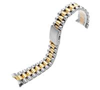 ILAZI Banda de vigilancia de acero inoxidable para la pulsera Citizen Enicar de 20 mm 22 mm Curva Fin de acero con hebilla plegable(Silver golden,22mm)