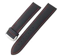 ILAZI Cinturino per orologio in tela di nylon da 19 mm, 20 mm, 21 mm, 22 mm, cinturino in pelle per orologio Seamaster Diver serie 300(Black red,22mm Rose buckle)