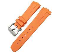 ILAZI Correa de reloj de goma de silicona suave natural, negra, verde, 24mm, apta para Panerai PAM00111/441, pulsera resistente al agua con hebilla de mariposa(Orange 1)