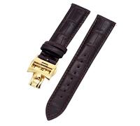 ILAZI Correas de reloj de cuero de vaca de doble cara de 19/20/22mm para Vacheron VC, correa de reloj Constantin para hombres y mujeres, pulseras de cuero de vaca(Dark brown Golden,20mm)