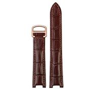 ILAZI Hombres de banda de reloj de cuero genuino para mujeres para Cartier PASHA W3108/HPI004 Correa cóncava plegable 21x15m 20x12 mm de 18x10 mm Watchs(Brown rose gold,20.12mm)