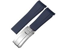 ILAZI Para la correa de goma Rolex, la correa de los cuentos, el agua verde, el agua verde, el buzo, la silicona verde de 20 mm de 21 mm banda de reloj(Blue-silver,20mm)