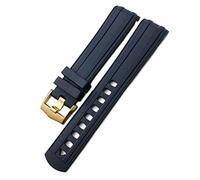 ILAZI Para Omega Seamaster 007 Rose Gold Hedble Soft Water Wating Silicone Watch Strap 19 mm 20 mm 21 mm Banda de reloj de goma fluoroso(Blue Golden,21mm)