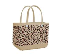 ilbcavne Oversized Rubber Beach Bags Waterproof Sandproof Outdoor Tote Bag, Durable EVA Portable Washable Travel Sports Handbag Pet Bag for Sports Beach Market(Color:Leopardo)