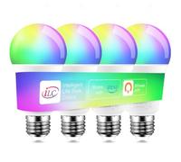 iLC Bombilla Colores LED Bluetooth 10W, E27 2700K-6000K RGBW controlada por App, Compatible con Alexa (se Necesitan Dispositivos Echo), Sincronizada con la música, Multicolor(Paquete 4)