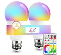 iLC Bombillas Colores RGBW LED Bombilla Cambio de Color Edison - RGB 120 de colores Regulable - 10 vatios E26 (Pack de 2)