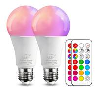 iLC E27 Bombilla LED con cambio de color, bombilla RGB con mando a distancia 900lm 6000K Blanco, modos dinámicos con función de temporizador, para dormitorios y fiestas (2 unidad)