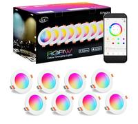 iLC Foco Empotrable LED Techo 8W, trabajar con Alexa(Se requiere un dispositivo Echo), Corte Ф68-85mm, 2700K - 6000K + RGB Cambio de Color, Aplicación controlada Downlight (8 unidades)