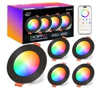 iLC Foco Empotrable LED Techo 8W, trabajar con Alexa(Se requiere un dispositivo Echo), Negro Corte Ф68-85mm, 2700K - 6000K + RGB Cambio de Color, Aplicación controlada Downlight (4 unidades)