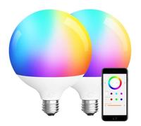 iLC G120 LED Bombilla Globo E27 15W, Compatible con Alexa (se necesitan dispositivos Echo), Φ 120mm, Cambio de Color, Temperatura de Color 4000k, 150W Equivalentes, CRI>95+(Paquete 2)