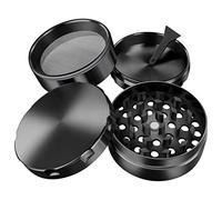 iLC Grinder Especias, Hierbas Grinder Metálico 2 Pulgadas - Hecho de duradero Aleación de zinc- 4 Piezas - Dientes en forma de diamante (Negro)