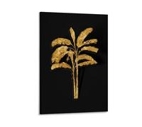 Ilcargoa 1 póster floral de flora dorada sobre negro para decoración de pared de oficina o hogar, regalos de 50 x 75 cm