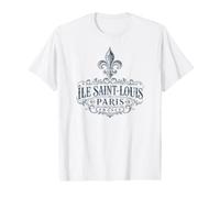 Île Saint-Louis Paris Francia Ornate Fleur-De-lis Navy Print Camiseta gráfica económica