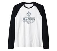 Île Saint-Louis Paris Francia Ornate Fleur-De-lis Navy Print Camiseta Manga Raglan