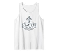 Île Saint-Louis Paris Francia Ornate Fleur-De-lis Navy Print Camiseta sin Mangas