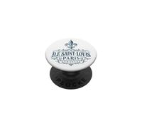 Île Saint-Louis Paris Francia Ornate Fleur-De-lis Navy Print PopSockets PopGrip Adhesivo
