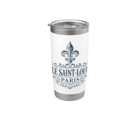 Île Saint-Louis Paris Francia Ornate Fleur-De-Lis Navy Print Vaso térmico de acero inoxidable de doble pared