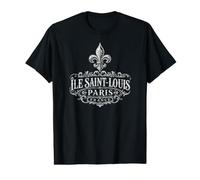 Île Saint-Louis Paris Francia Ornate Flor de lis Blanco Impresión Camiseta gráfica económica