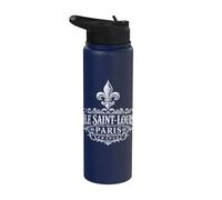 Île Saint-Louis Paris Francia Ornate Flor de Lis Blanco Impresión Stainless Steel Insulated Water Bottle