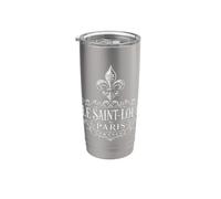 Île Saint-Louis Paris Francia Ornate Flor de Lis Blanco Impresión Vaso térmico de acero inoxidable de doble pared