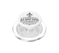 Île Saint-Louis Paris Francia Ornate Flor de lis Negro Impresión PopSockets PopGrip para MagSafe