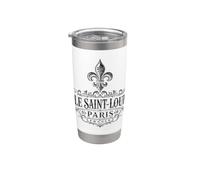 Île Saint-Louis Paris Francia Ornate Flor de Lis Negro Impresión Vaso térmico de acero inoxidable de doble pared