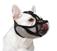 ILEPARK Bozal para Bulldog Francés, Bozal Ajustable y Suave para Perros de Hocico Corto, Bozal de Malla Transpirable, Permite Beber y Comer (L, Negro)