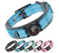 ilFindYou Collar AirTag mejorado para perro con soporte, collar reflectante impermeable para perro con acolchado cómodo ampliado y hebilla de metal ultra duradera, ajustable para tamaño mediano (azul