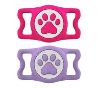 ilFindYou Soporte de collar de perro impermeable IP68 para AirTag, paquete de 2 etiquetas de aire de silicona para Apple Dog AirTag (RosexPurple)
