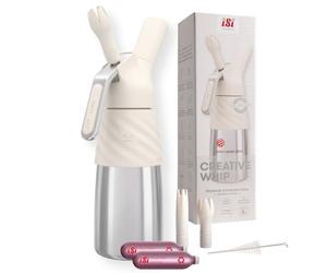 ILGGRO iSi Creative Whip - Botella y cabezal de acero inoxidable (0,5 L, revestimiento de silicona), color blanco marfil