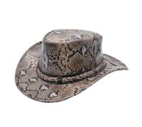 ILHAN LUXURY Snakeskin Pattern Cowboy Hat, Men’s Wide Brim Leather Western Cattleman Hat with Braided Band for Outdoor, Festivals & Country Fashion