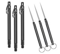 Iliensa - Palillos de dientes de titanio para camping, picnic, viaje (3 unidades), color negro