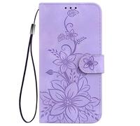 ILING Flip Funda para Realme 14 Pro+ Plus 5G, Flores Carcasa Libro con Tapa de Cuero PU Piel con Tarjetero, Función de Soporte y Protección Cámara Cubierta, Púrpura