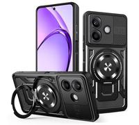 ILING Funda Magnética para OPPO A5 Pro 5G/4G, Carcasa Móvil de Protección de Grado Militar a Prueba de caídas con Soporte Anillo, Textura Mate Cubierta, Negro