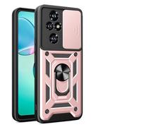 ILING Funda para Honor 200 Pro 5G, Ultradelgado Textura Mate Antigolpes Dura PC Carcasa, Suave Silicona TPU Bumper Cubierta con Anillo Soporte y Tapa Cámara Deslizante (Oro Rosa)