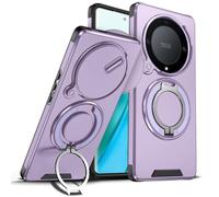 ILING Funda para Honor Magic 6 Lite 5G / Honor X9b, Textura Mate Militar Antigolpes Dura PC Carcasa, Silicona TPU Bumper Cubierta con Magnético Anillo Soporte y Tapa Cámara Deslizante (Púrpura)