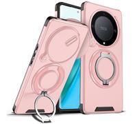 ILING Funda para Honor Magic 6 Lite 5G / Honor X9b, Textura Mate Militar Antigolpes Dura PC Carcasa, Silicona TPU Bumper Cubierta con Magnético Anillo Soporte y Tapa Cámara Deslizante (Rosa)