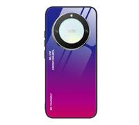 ILING Funda para Honor Magic 6 Lite 5G / Honor X9b, Ultra Delgado Elegante Degradado de Color Dura Vidrio Templado Carcasa, Suave Silicona TPU Bumper Antigolpes Cubierta (Azul Rojo)