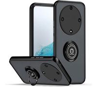 ILING Funda para Honor Magic 6 Lite 5G / Honor X9b, Ultra Delgado Mate Translúcido Antigolpes Dura PC Carcasa, Suave Silicona TPU Bumper Estuche con Anillo de Soporte (Negro)